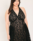 Flying Tomato | Black Lace Halter Midi Dress