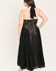 Flying Tomato | Black Lace Halter Midi Dress