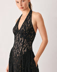 Flying Tomato | Black Lace Halter Midi Dress