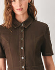 Flying Tomato | Brown Button Front Midi Shirt Dress