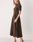 Flying Tomato | Brown Button Front Midi Shirt Dress