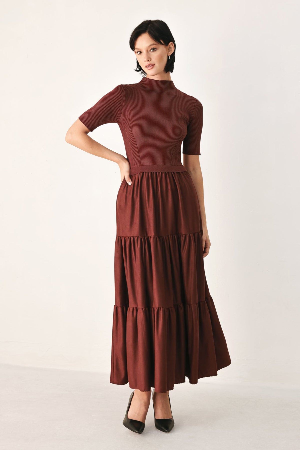 Flying Tomato Autumn Love Story Tiered Midi Dress