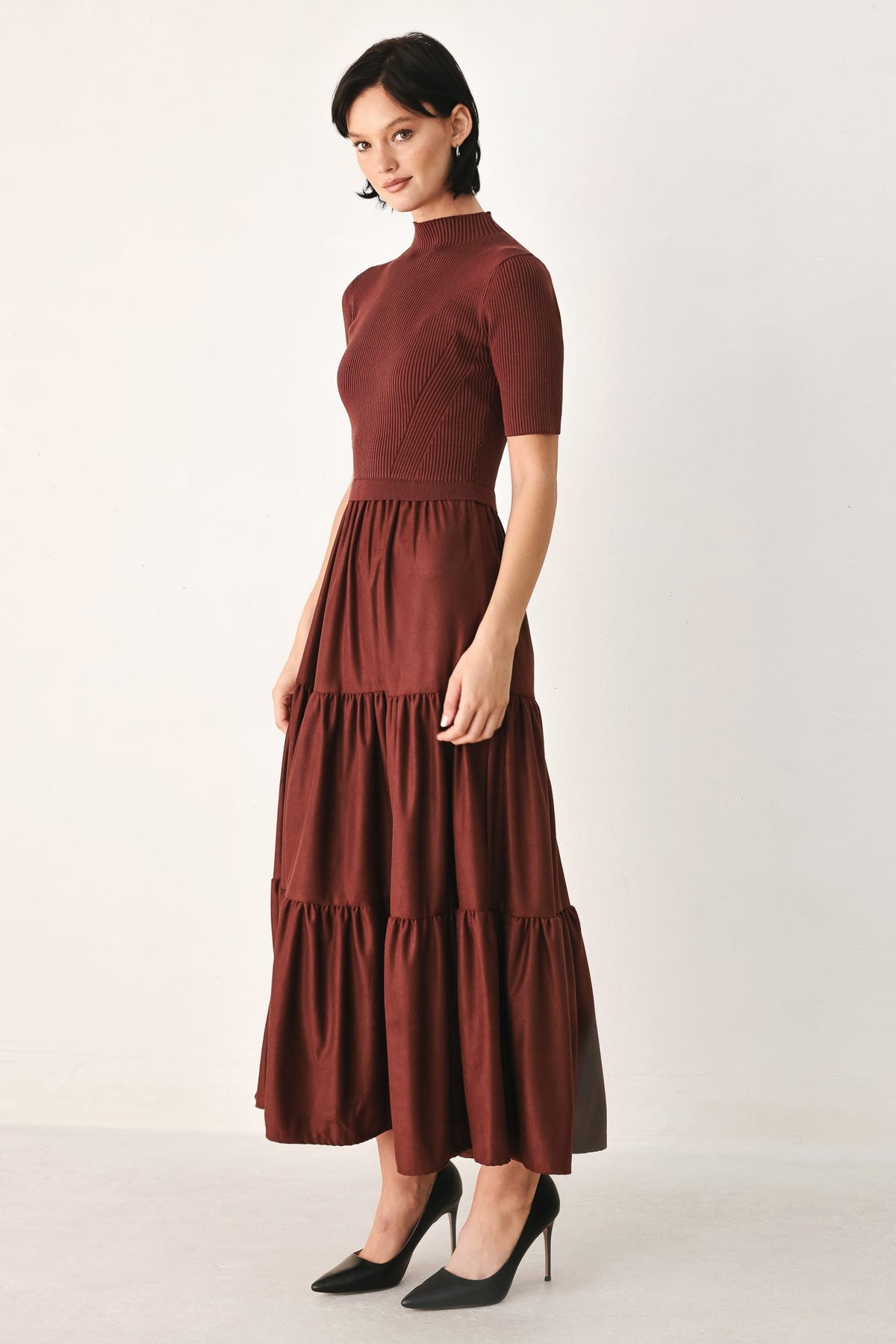 Flying Tomato Autumn Love Story Tiered Midi Dress