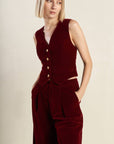 Flying Tomato Coy Charm Velvet Vest