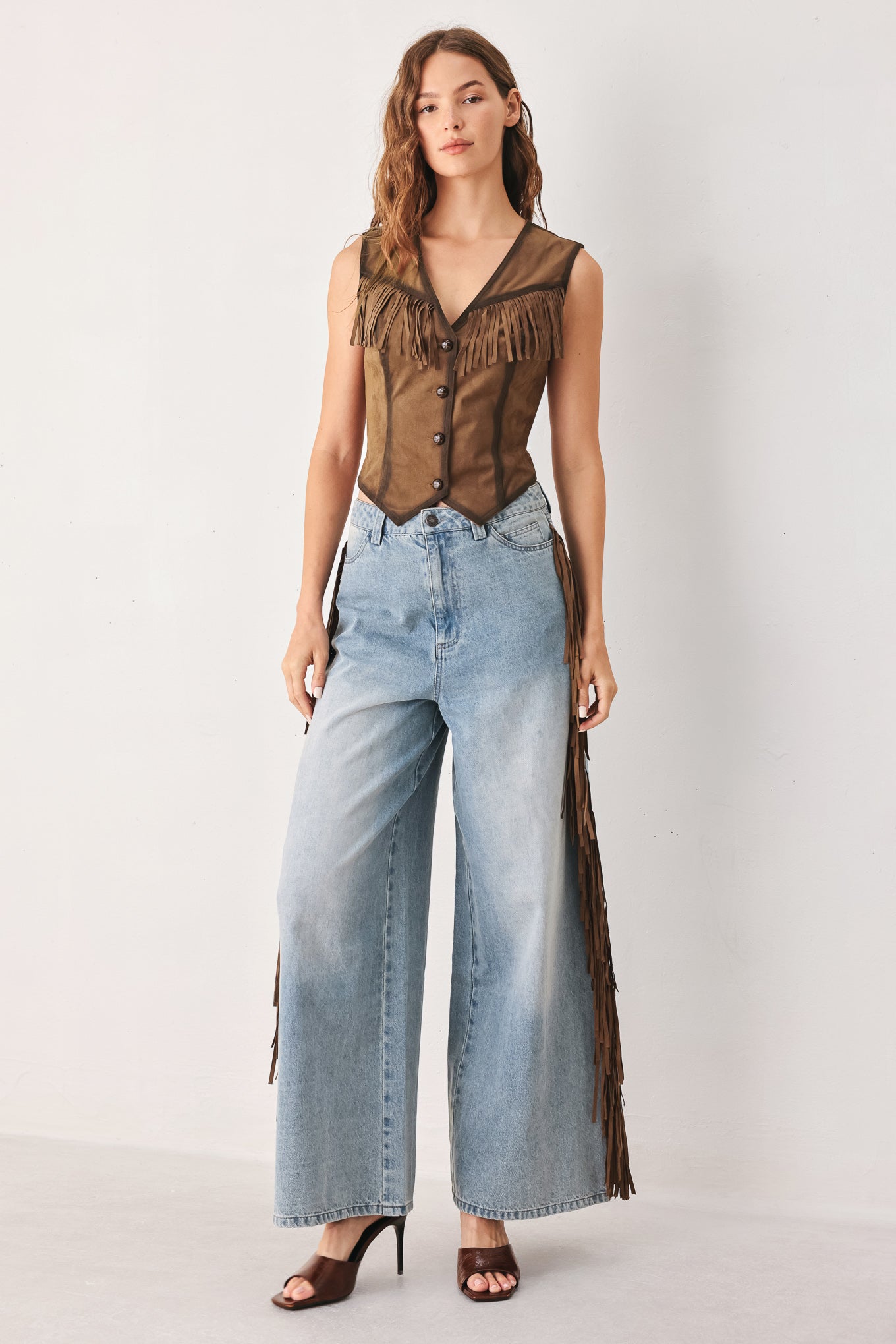 Flying Tomato | Nashville Faux Suede Fringe Vest