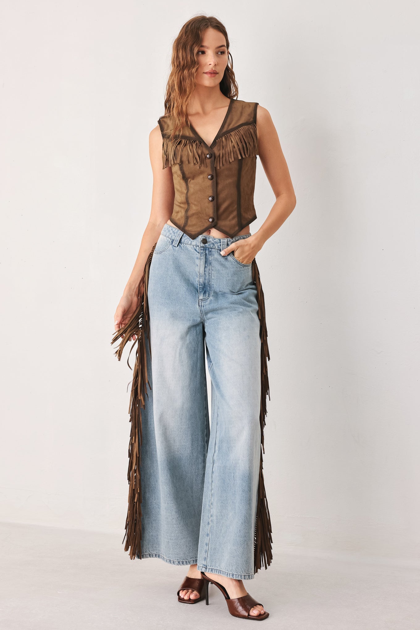Flying Tomato | Nashville Faux Suede Fringe Vest