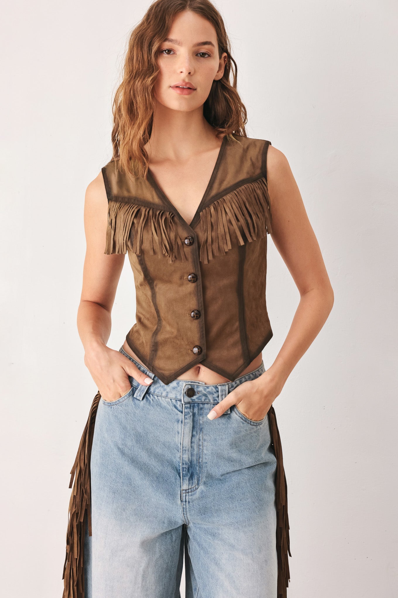 Flying Tomato | Nashville Faux Suede Fringe Vest
