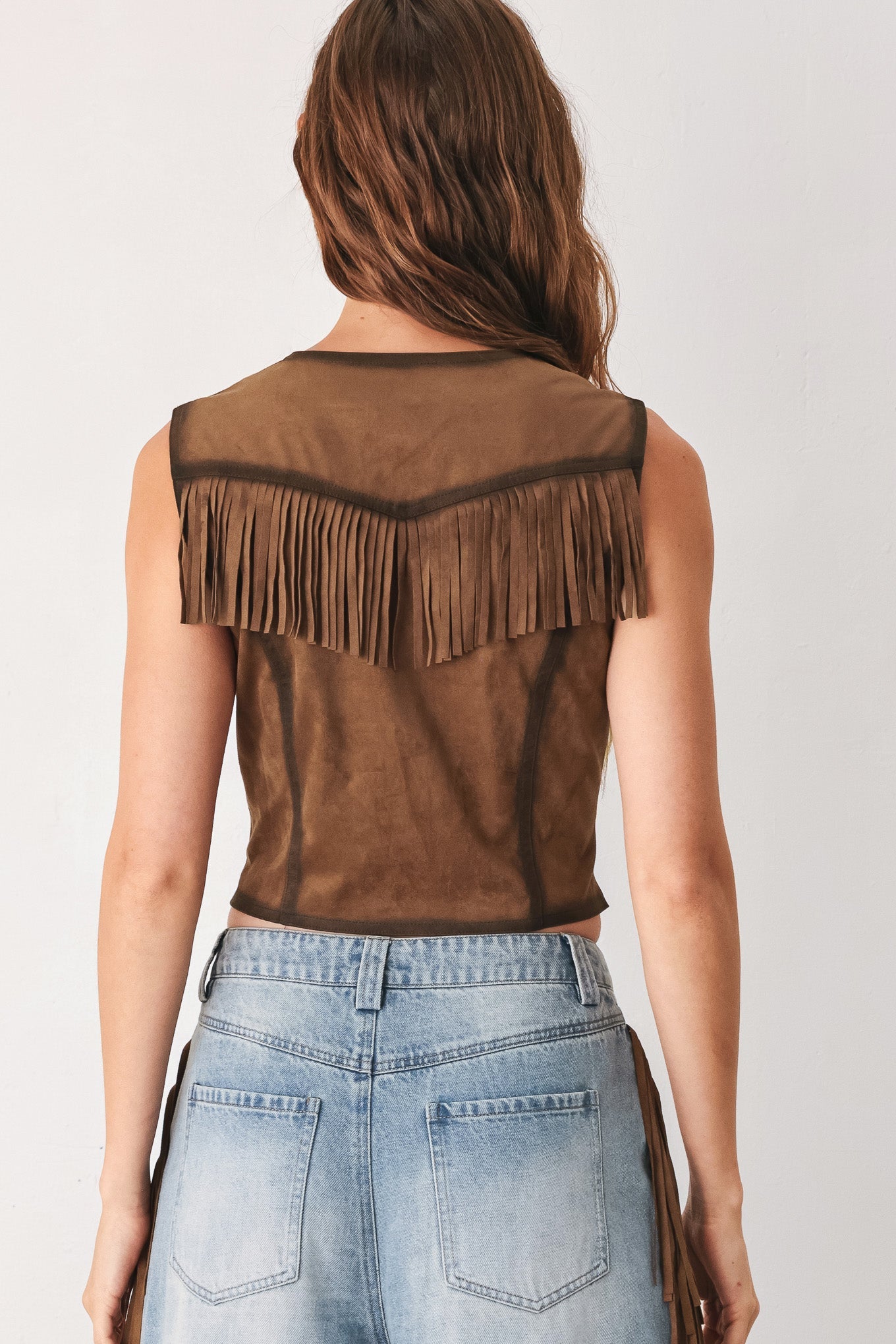 Flying Tomato | Nashville Faux Suede Fringe Vest