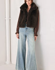 Flying Tomato Cocoa Plush Chocolate Brown Faux Fur Vest
