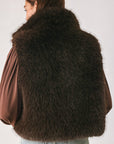 Flying Tomato Cocoa Plush Chocolate Brown Faux Fur Vest