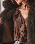 Flying Tomato Cocoa Plush Chocolate Brown Faux Fur Vest