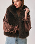Flying Tomato Cocoa Plush Chocolate Brown Faux Fur Vest