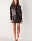 Flying Tomato Saddle Street Brown Faux Leather Cropped Jacket