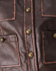 Flying Tomato Saddle Street Brown Faux Leather Cropped Jacket