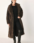 Flying Tomato | Cozy in the City Belted Faux-Fur Midi Coat