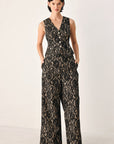 Flying Tomato Lace Theory Black and Camel Lace Vest