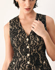 Flying Tomato Lace Theory Black and Camel Lace Vest