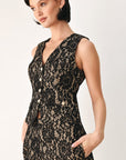 Flying Tomato Lace Theory Black and Camel Lace Vest