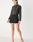 Flying Tomato | City Limits Black Denim Military Jacket