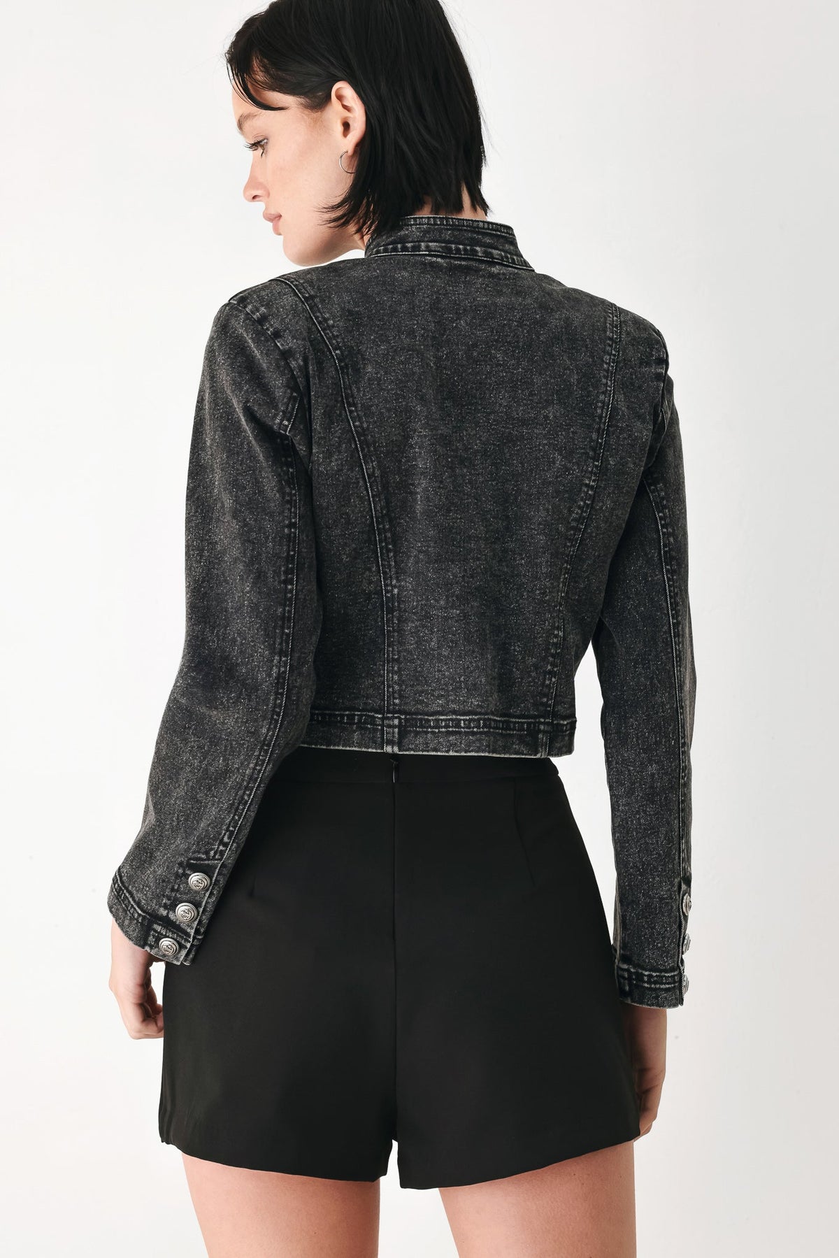 Flying Tomato | City Limits Black Denim Military Jacket