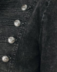 Flying Tomato | City Limits Black Denim Military Jacket