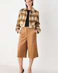 Flying Tomato | Autumn in Aspen Camel Plaid Cropped Jacket