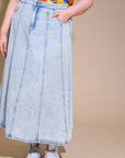 Flying Tomato Urban Cowgirl Denim Midi Skirt