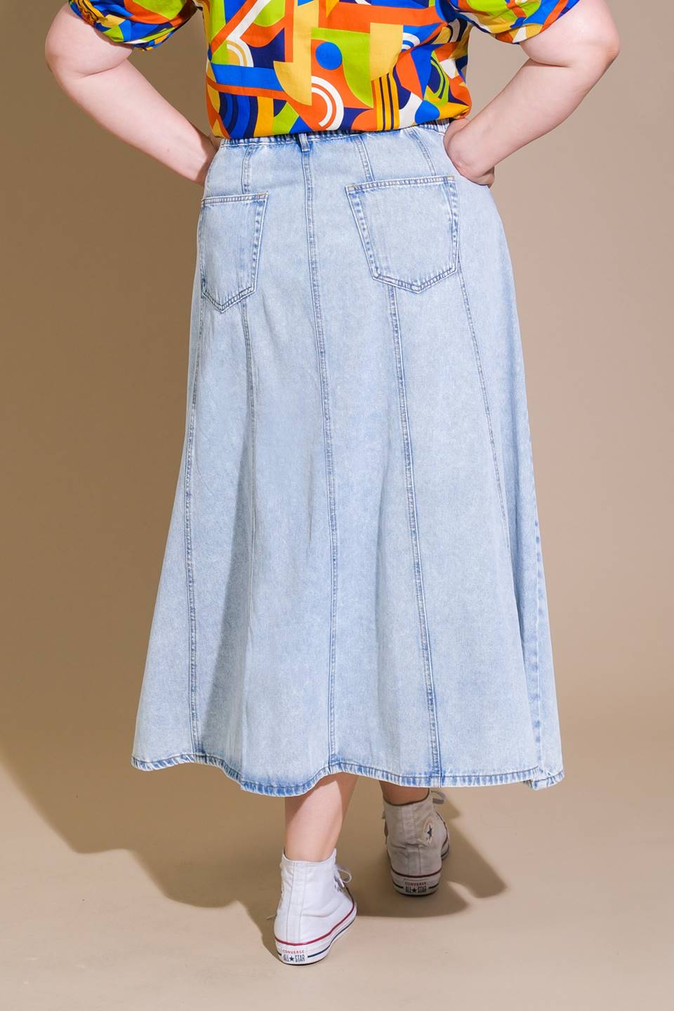 Flying Tomato Urban Cowgirl Denim Midi Skirt