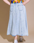 Flying Tomato Urban Cowgirl Denim Midi Skirt