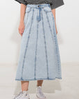 Flying Tomato Urban Cowgirl Denim Midi Skirt