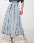 Flying Tomato Urban Cowgirl Denim Midi Skirt