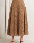 Purely Romantic Woven Lace Midi Skirt