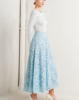 Purely Romantic Woven Lace Midi Skirt