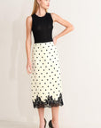 Paris Polka Woven Midi Pencil Skirt
