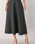 Flying Tomato | Black Plaid Full Midi Skirt