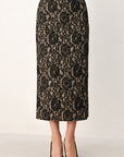 Flying Tomato | Lace Theory Black Lace Pencil Midi Skirt