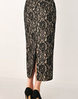 Flying Tomato | Lace Theory Black Lace Pencil Midi Skirt