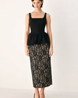Flying Tomato | Lace Theory Black Lace Pencil Midi Skirt