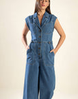 Flying Tomato Over You Again Denim Jumpsuit