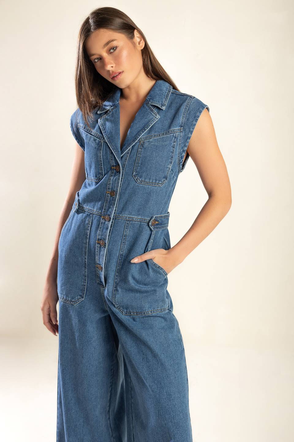 Flying Tomato Over You Again Denim Jumpsuit