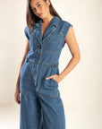 Flying Tomato Over You Again Denim Jumpsuit