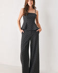 Flying Tomato Charcoal Dot High Waist Wide Leg Pants