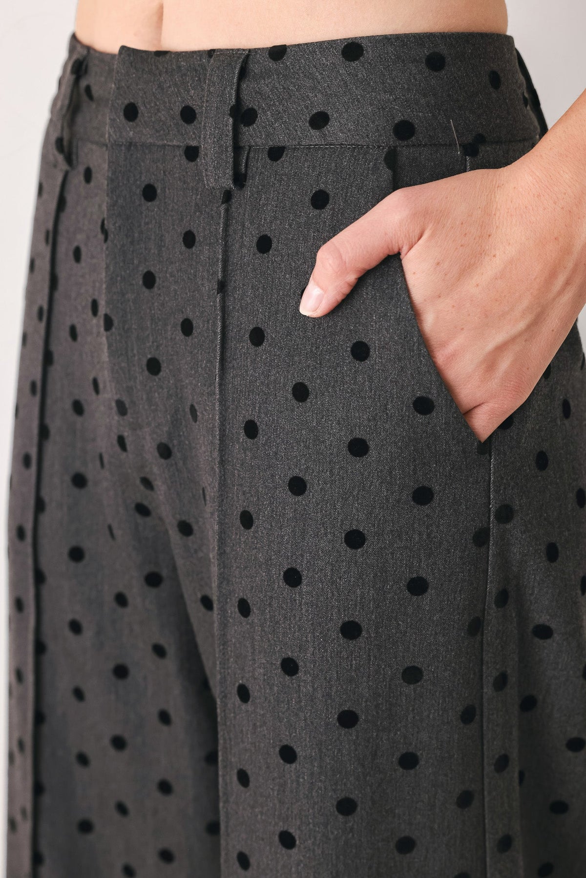 Flying Tomato Charcoal Dot High Waist Wide Leg Pants