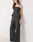 Flying Tomato Charcoal Dot High Waist Wide Leg Pants