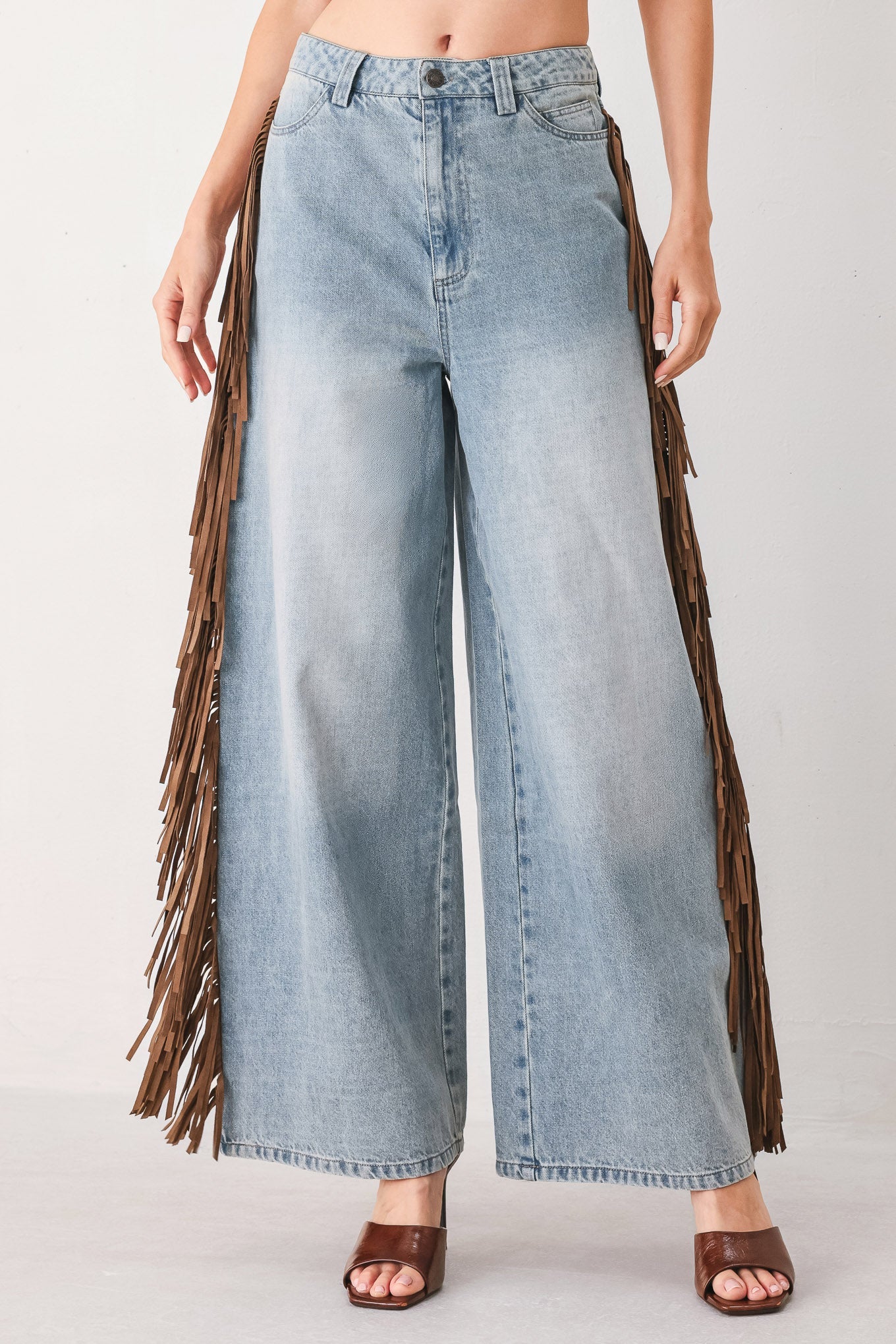 Flying Tomato | Nashville Fringe Wide Leg Jeans