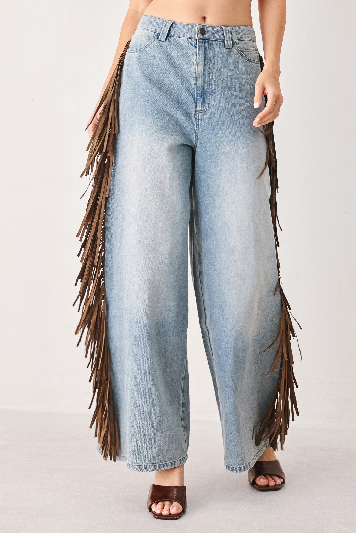Flying Tomato | Nashville Fringe Wide Leg Jeans