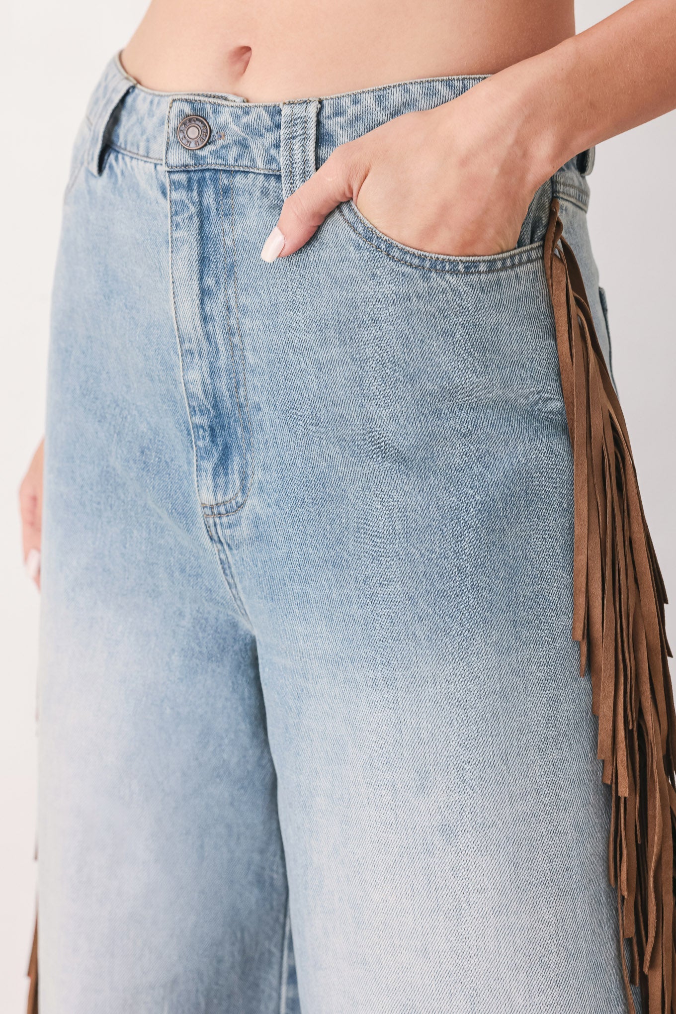 Flying Tomato | Nashville Fringe Wide Leg Jeans
