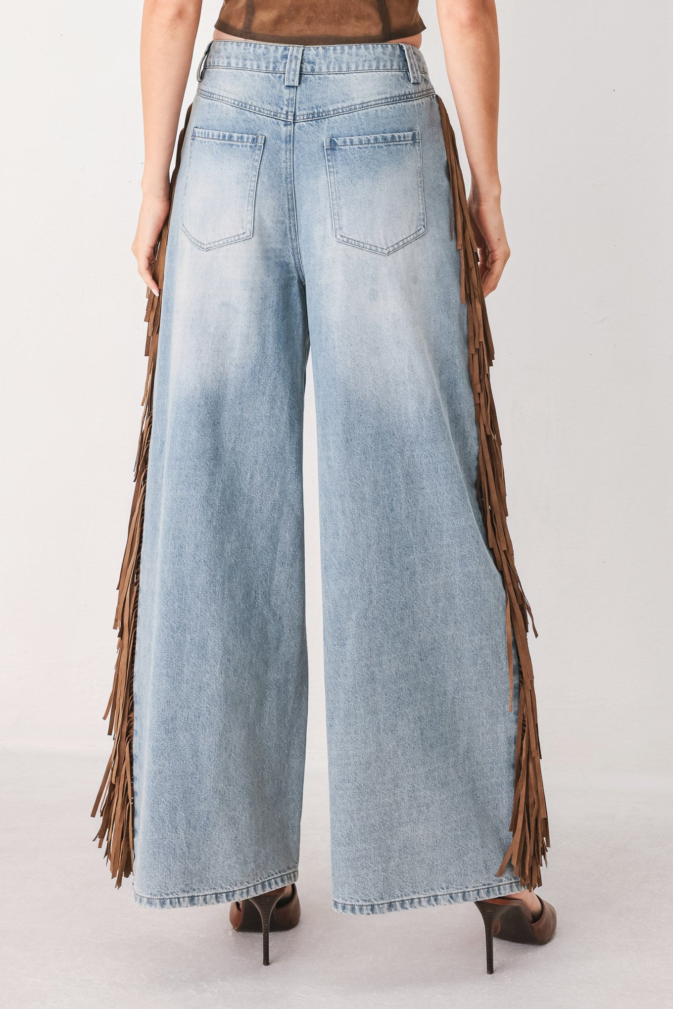 Flying Tomato | Nashville Fringe Wide Leg Jeans
