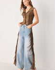 Flying Tomato | Nashville Fringe Wide Leg Jeans