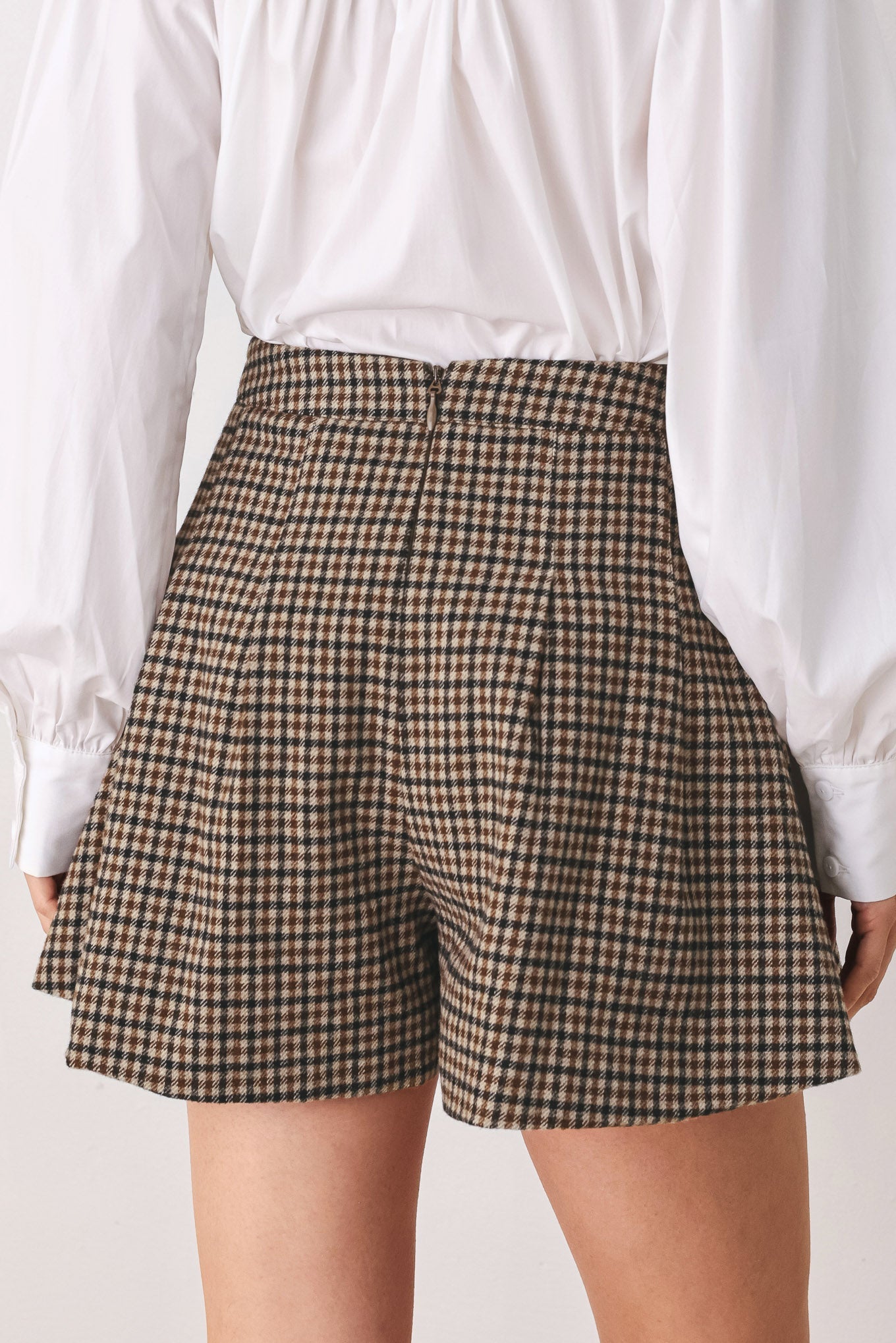 Flying Tomato | Brown Houndstooth Pleated Skort